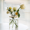 custom glass flower vase with metal grid lid